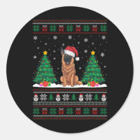 Santa Hat Belgian Malinois Dog Xmas Tree Lights Ug
