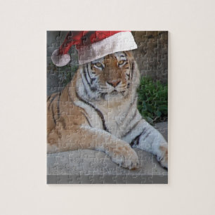 Santa Hat Bengal Tiger Jigsaw Puzzle