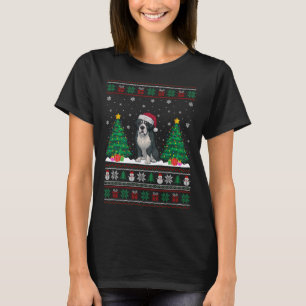 Santa Hat Bernard Dog Christmas Tree Lights Ugly S T-Shirt