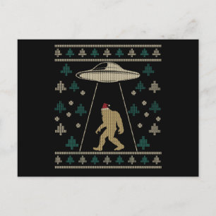 Santa hat Bigfoot Alien Ufo Sasquatch Postcard
