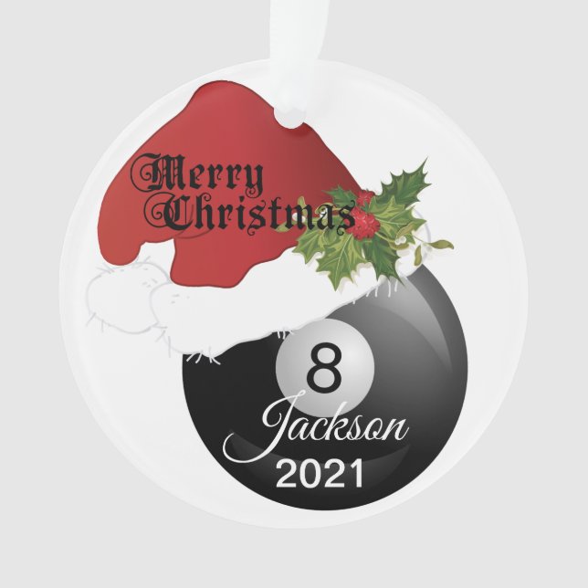 Santa Hat Billiard Design | DIY Name Ornament (Front)