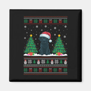 Santa Hat Black Labrador Dog Xmas Tree Lights Ugly Magnet