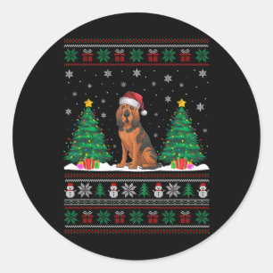 Santa Hat Bloodhound Dog Christmas Tree Lights Ugl Classic Round Sticker