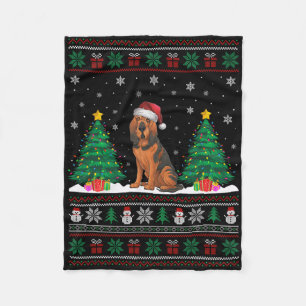 Santa Hat Bloodhound Dog Christmas Tree Lights Ugl Fleece Blanket