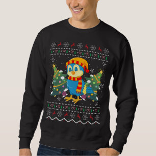 Santa Hat Bluebird Bird Xmas Gift Ugly Bluebird Ch Sweatshirt