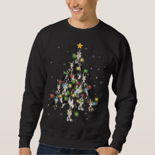 Santa Hat Border Collie Christmas Tree Lights Xmas Sweatshirt