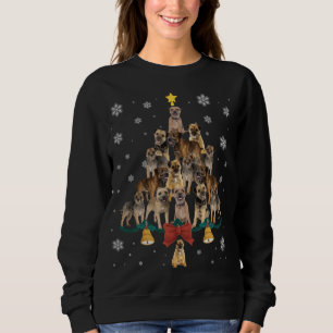 Santa Hat Border Terrier Christmas Tree Lights Xma Sweatshirt