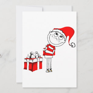 Santa Hat Boy Hiding Christmas Present Invitation
