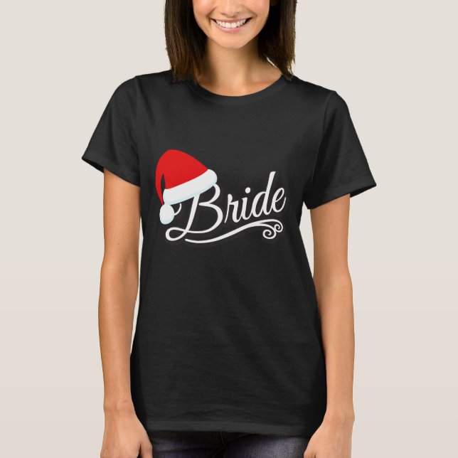 Santa Hat Bride T-Shirt black (Front)