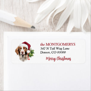 Santa Hat Brittany Dog Christmas Return Address Return Address Label