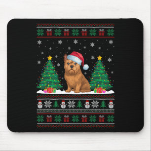 Santa Hat Brussels Griffon Dog Xmas Tree Lights Ug Mouse Pad