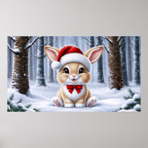 Santa Hat Bunny Poster