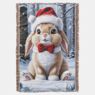 Santa Hat Bunny Throw Blanket