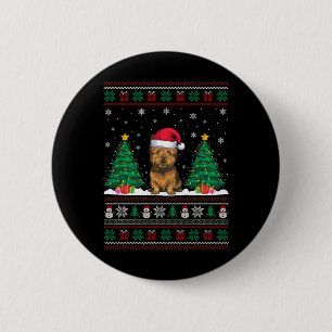 Santa Hat Cairn Terrier Dog Xmas Tree Lights Ugly 6 Cm Round Badge