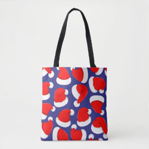Santa Hat Cartoon Seamless Background Tote Bag