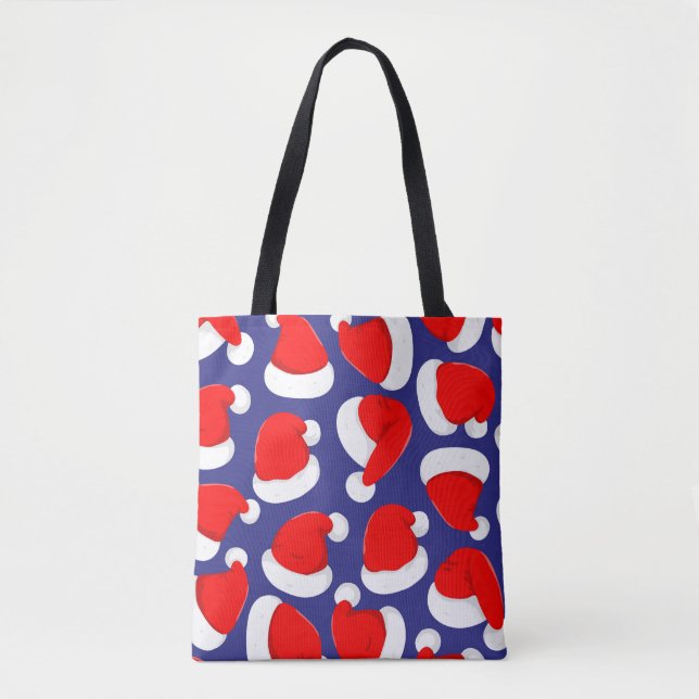 Santa Hat Cartoon Seamless Background Tote Bag (Front)