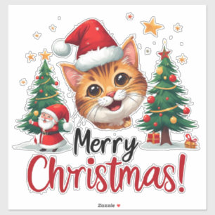 Santa Hat Cat Artwork For Holiday Craft Projects