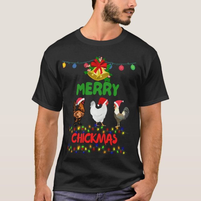 Santa Hat Chicken Christmas Merry Chickmas Family  T-Shirt (Front)