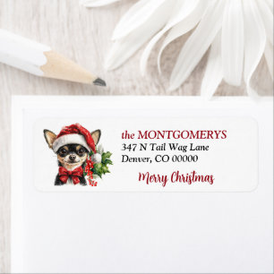 Santa Hat Chihuahua Christmas Return Address Label