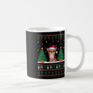 Santa Hat Chihuahua Dog Christmas Tree Lights Ugly Coffee Mug