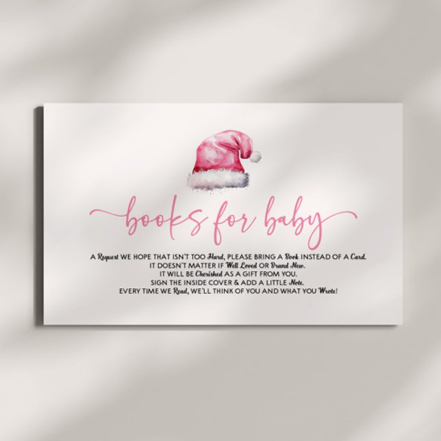 Santa Hat Christmas Baby Shower Books For Baby Enclosure Card (Creator Uploaded)