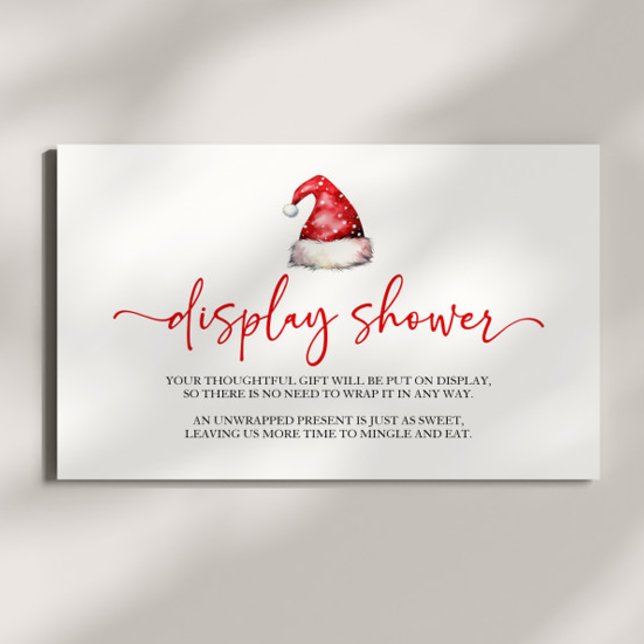 Santa Hat Christmas Baby Shower Display Shower Enclosure Card (Creator Uploaded)