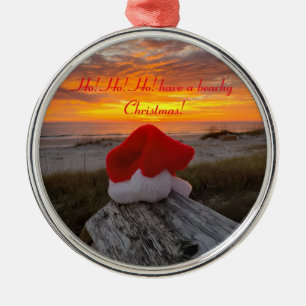 Santa hat Christmas beach Ornament