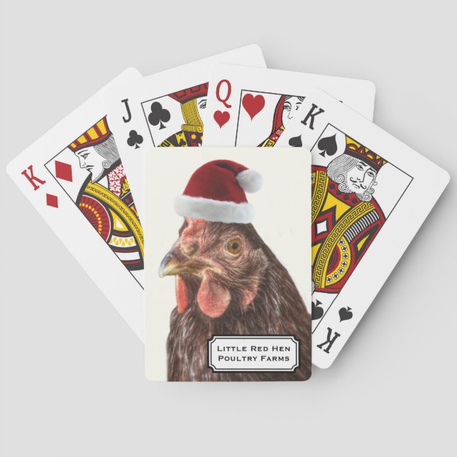 Santa Hat Christmas Chicken Playing Cards (Back)