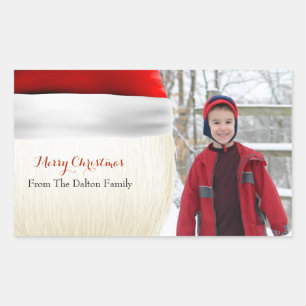 Santa Hat, Christmas, Fun Photo Rectangular Sticker