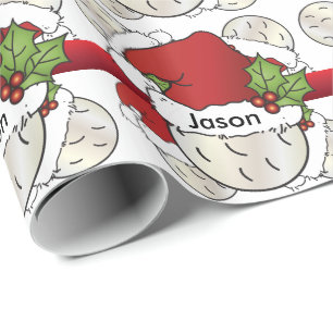 Santa Hat Christmas Golf Ball   DIY Name Wrapping Paper