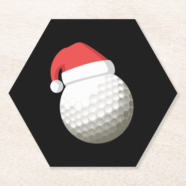 Santa Hat Christmas Golf Paper Coaster (Front)