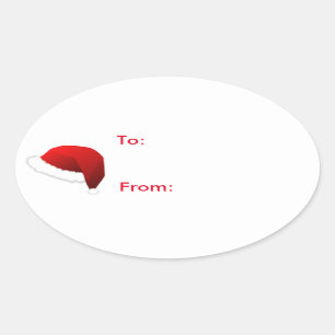 Santa Hat Christmas Holiday Gift Tag Sticker