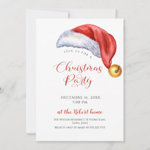  Santa Hat Christmas Holiday Party Invitation