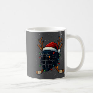 Santa Hat Christmas Ice Hockey Helmet Player Reind Coffee Mug