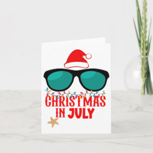 Santa Hat Christmas In July Sungles Summer Vibes B Card