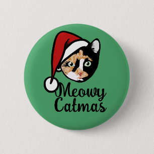 Santa Hat Christmas kitty cat calico xmas cats 6 Cm Round Badge