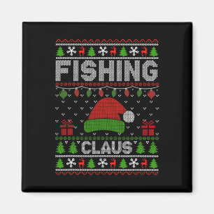 Santa Hat Christmas Light Fishing Claus Ugly Xmas Magnet