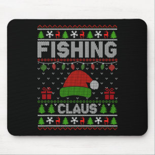 Santa Hat Christmas Light Fishing Claus Ugly Xmas Mouse Pad