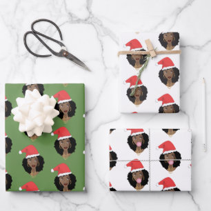 Santa Hat - Christmas   Natural Beauty Wrapping Paper Sheet