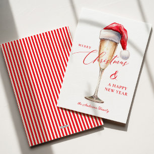 Santa Hat Christmas & New Years Flat Holiday Card