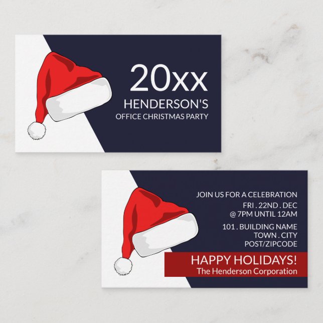 Santa Hat, Christmas Party Ticket Enclosure Card (Front/Back)