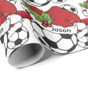 Santa Hat Christmas Soccer Ball   DIY Name Wrapping Paper