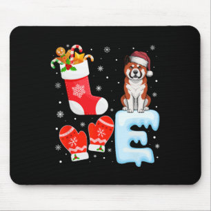 Santa Hat Christmas Stocking Holiday Akita Dog Lov Mouse Pad