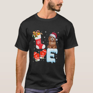 Santa Hat Christmas Stocking Holiday Maltipoo Dog T-Shirt