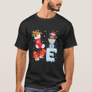 Santa Hat Christmas Stocking Holiday Rough Collie T-Shirt
