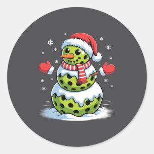 Santa Hat Ckleball Snowman Christmas Men Women Kid Classic Round Sticker
