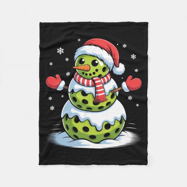 Santa Hat Ckleball Snowman Christmas Men Women Kid Fleece Blanket (Front)