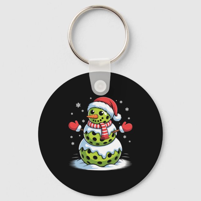 Santa Hat Ckleball Snowman Christmas Men Women Kid Key Ring (Front)