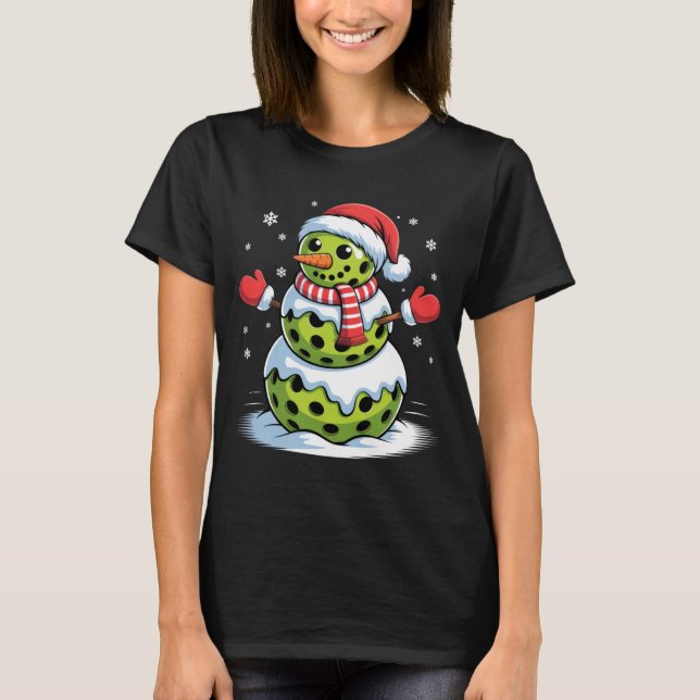 Santa Hat Ckleball Snowman Christmas Men Women Kid T-Shirt (Front)