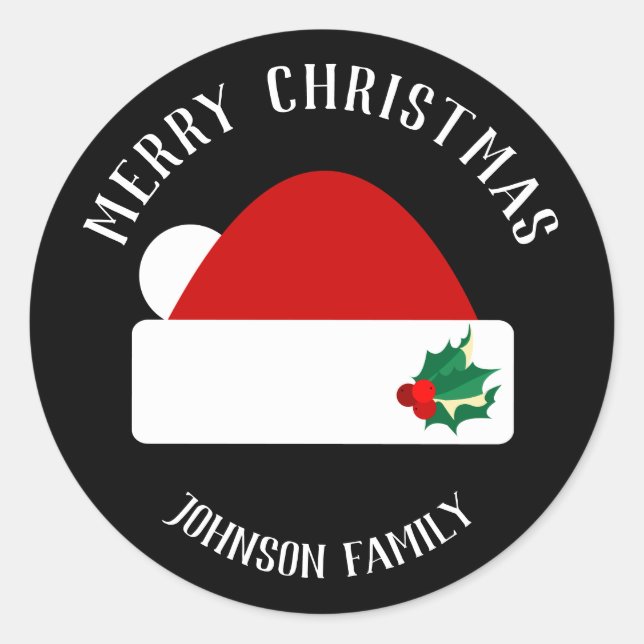 Santa Hat Classic Round Sticker (Front)